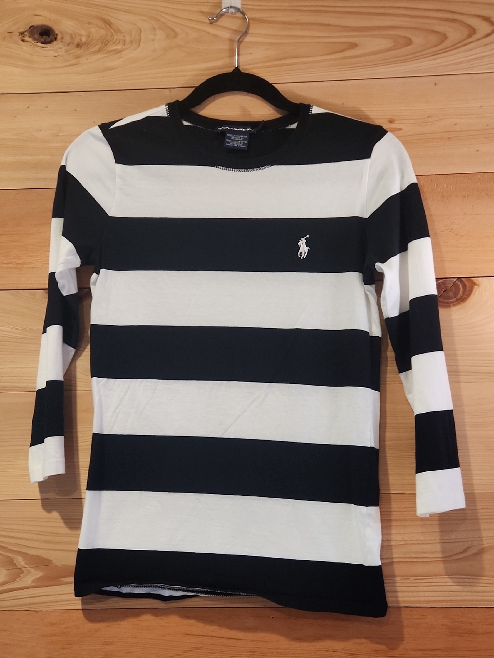 Ralph Lauren Black & White Striped Long Sleeve Tee